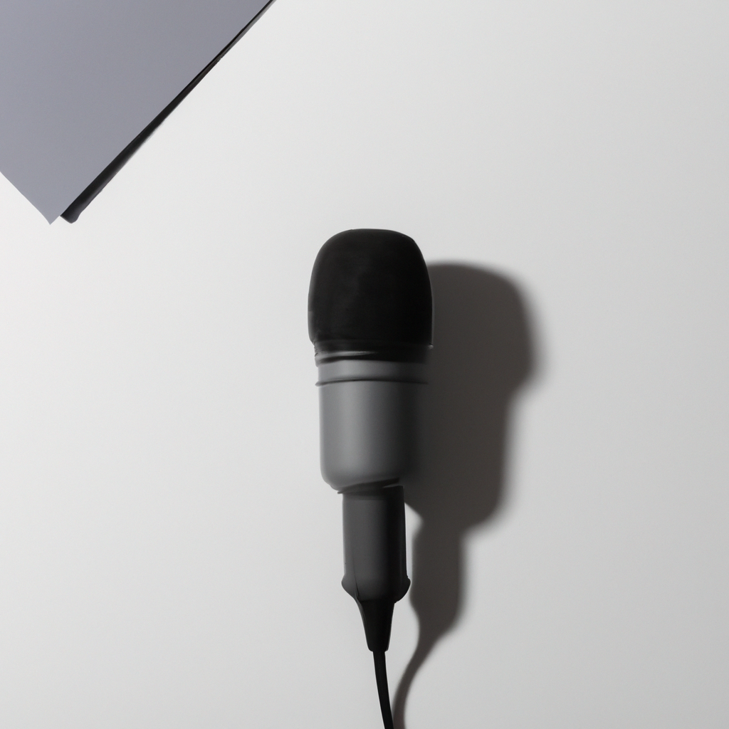 Calm workspace with a studio microphone and notebook symbolizing speech coaching contact environment